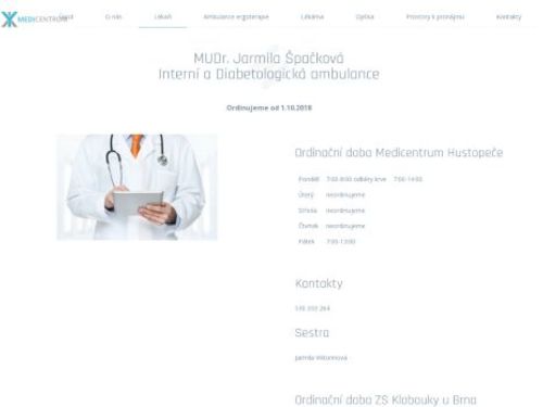Interní a diabetologická ambulance - MUDr. Jarmila Špačková