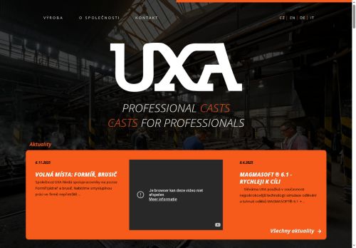 UXA spol. s r.o. nabízí práci na pozici Formíři a jádraři ve slévárnách v obci Brno