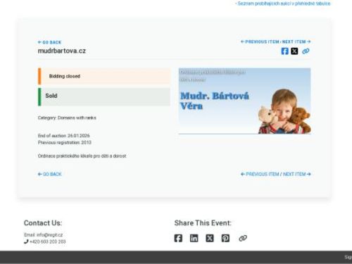 Praktický lékař pro děti a dorost - MUDr. Věra Bártová