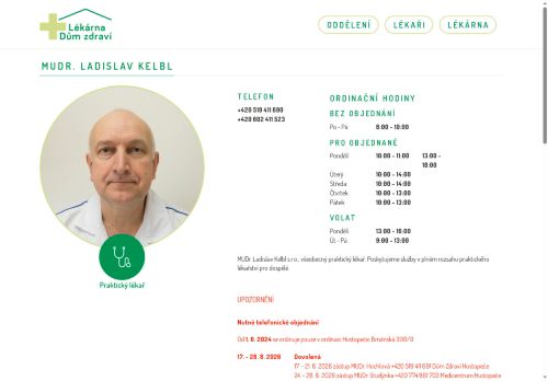 Zobrazit webové stránky Praktický lékař - MUDr. Věra Hochlová