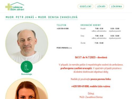 Revmatologická ambulance - MUDr. Petr Jonáš, MUDr. Denisa Zavadilová
