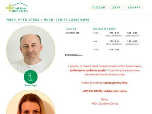 Revmatologická ambulance - MUDr. Petr Jonáš, MUDr. Denisa Zavadilová