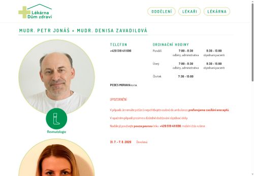 Zobrazit webové stránky Revmatologická ambulance - MUDr. Petr Jonáš, MUDr. Denisa Zavadilová