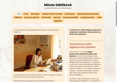 Zobrazit webové stránky Pediatrie - MUDr. Ján Kozár, MUDr. Lenka Mičínová Sábliková