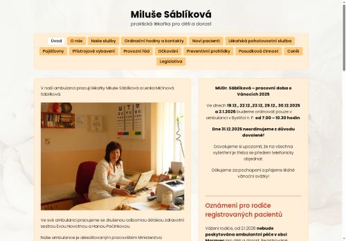 Zobrazit webové stránky Pediatrie - MUDr. Ján Kozár, MUDr. Lenka Mičínová Sábliková