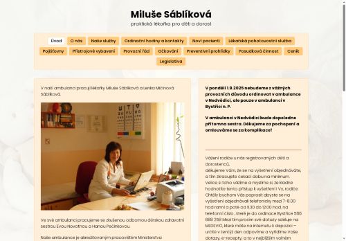 Zobrazit webové stránky Pediatrie - MUDr. Ján Kozár, MUDr. Lenka Mičínová Sábliková