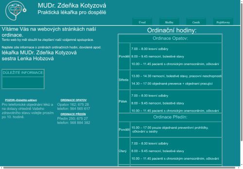 Zobrazit webové stránky Praktický lékař - MUDr. Zdeňka Kotyzová