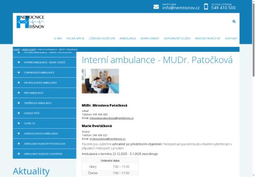 Zobrazit webové stránky Interní ambulance - MUDr. Miroslava Patočková
