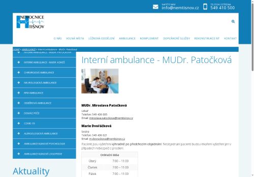 Zobrazit webové stránky Interní ambulance - MUDr. Miroslava Patočková
