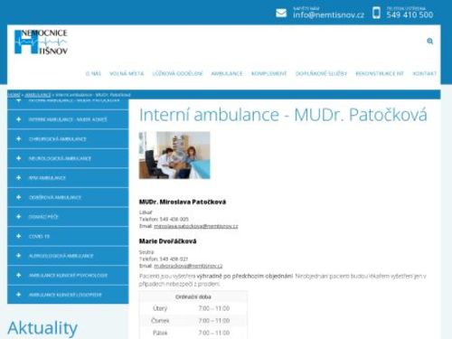 Interní ambulance - MUDr. Miroslava Patočková