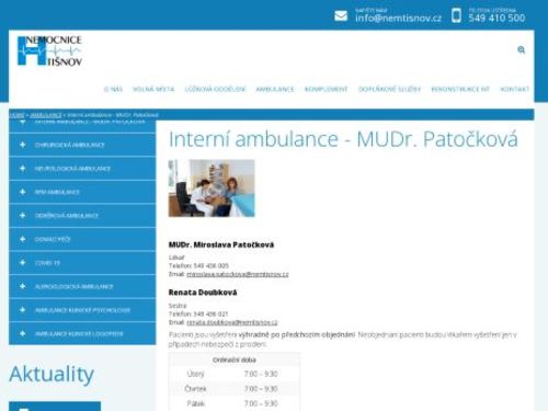 Interní ambulance - MUDr. Miroslava Patočková