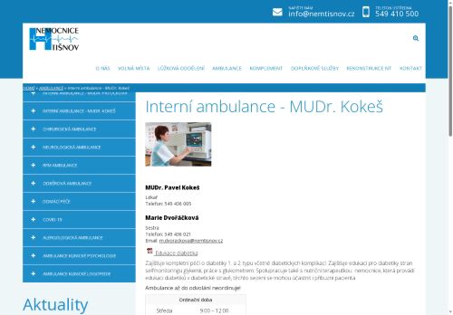 Zobrazit webové stránky Interní ambulance - MUDr. Pavel Kokeš