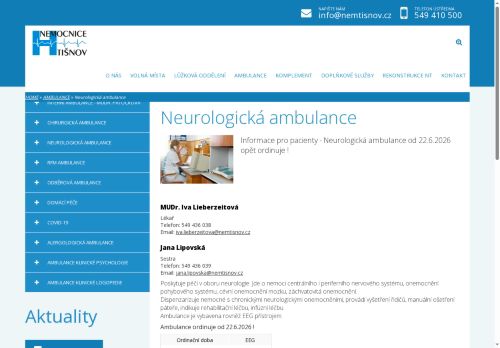 Zobrazit webové stránky Neurologická ambulance - MUDr. Iva Lieberzeitová