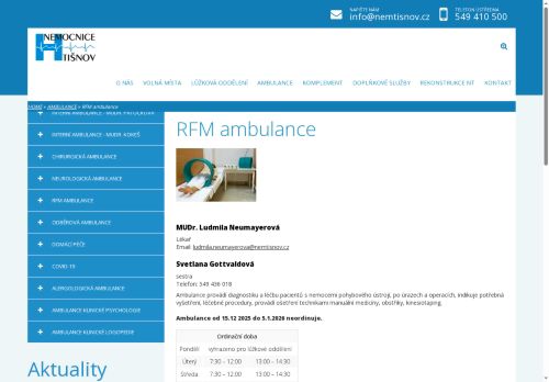 Zobrazit webové stránky RFM ambulance - MUDr. MUDr. Ludmila Neumayerová