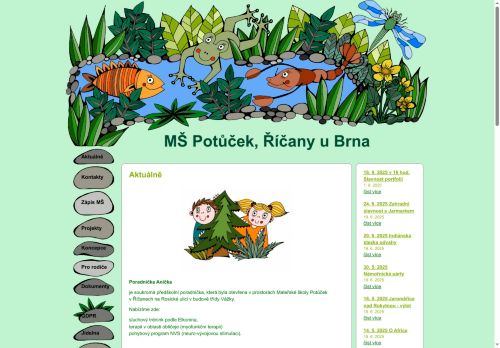Webové stránky Mateřská škola Potůček, Říčany, okres Brno-venkov, p. o., Říčany