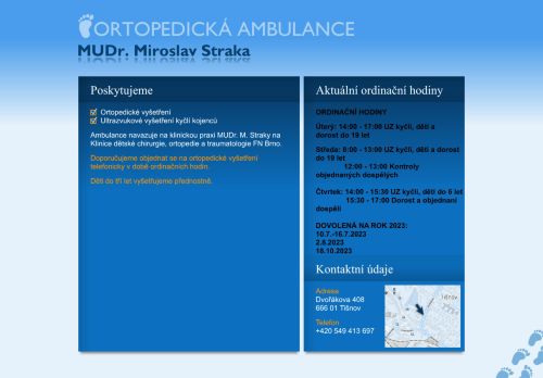 Zobrazit webové stránky Ortopedická ambulance - MUDr. Miroslav Straka
