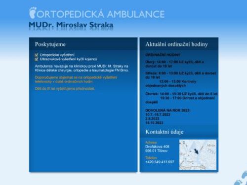 Ortopedická ambulance - MUDr. Miroslav Straka