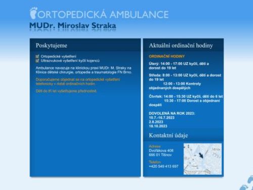 Ortopedická ambulance - MUDr. Miroslav Straka