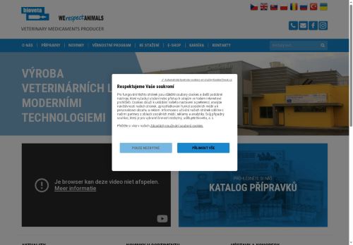 Webové stránky Bioveta, a.s., Ivanovice na Hané