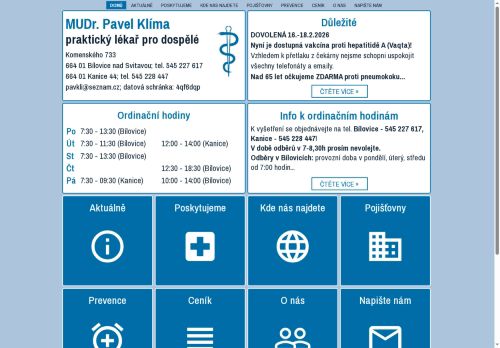 Zobrazit webové stránky Praktický lékař - MUDr. Pavel Klíma