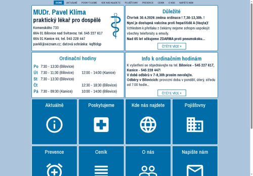 Zobrazit webové stránky Praktický lékař - MUDr. Pavel Klíma