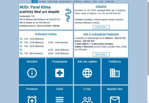 Zobrazit webové stránky Praktický lékař - MUDr. Pavel Klíma