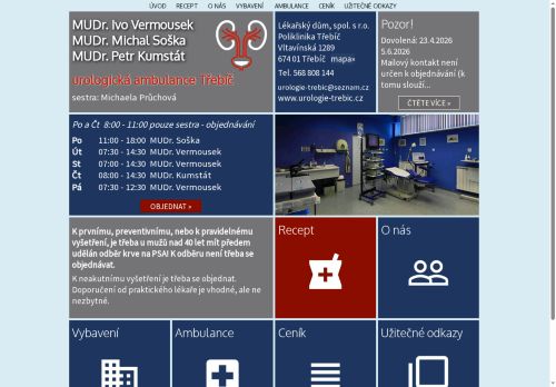 Zobrazit webové stránky Urologie - MUDr. Ivo Vermousek