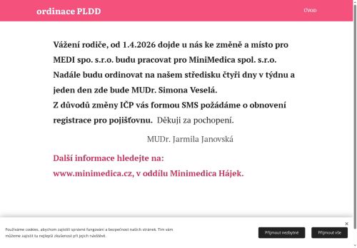 Zobrazit webové stránky Praktický lékař pro děti a dorost - MUDr. Jarmila Janovská