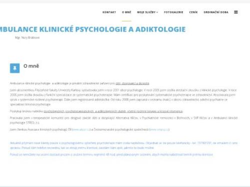 Ambulance klinické psychologie a adiktologie - Mgr. Nora Brátková