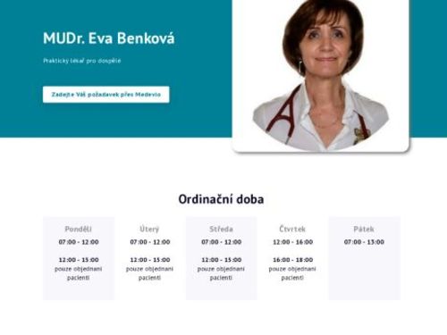 Praktický lékař pro dospělé - MUDr. Eva Benková, MUDr. Michaela Činátlová