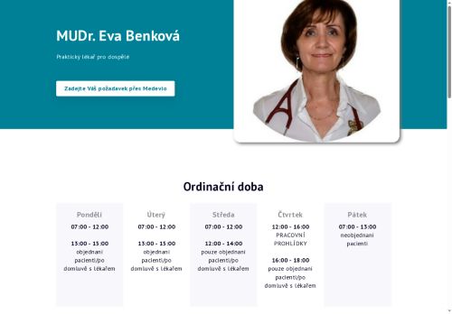 Zobrazit webové stránky Praktický lékař pro dospělé - MUDr. Eva Benková, MUDr. Michaela Činátlová