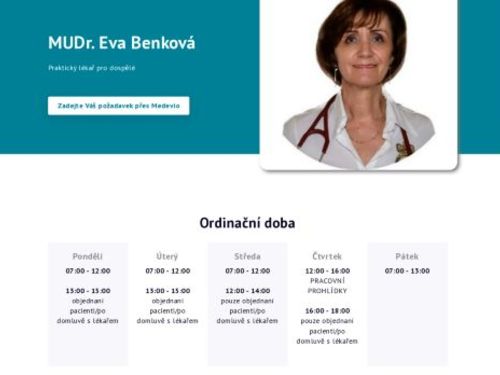 Praktický lékař pro dospělé - MUDr. Eva Benková, MUDr. Michaela Činátlová