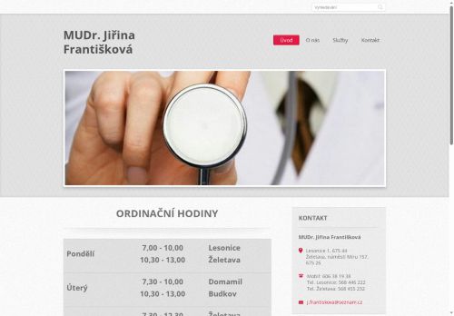 Zobrazit webové stránky Praktický lékař - MUDr. Jiřina Františková