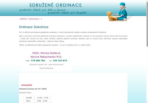 Zobrazit webové stránky Pediatrie - MUDr. Eliška Šafránková