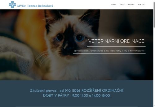 Zobrazit webové stránky Veterinární ambulance - MVDr. Tereza Bednářová