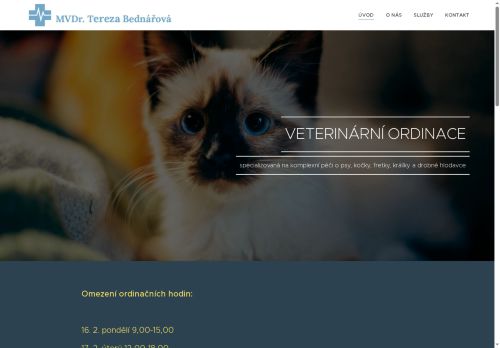 Zobrazit webové stránky Veterinární ambulance - MVDr. Tereza Bednářová