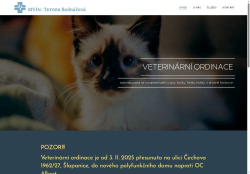 Zobrazit webové stránky Veterinární ambulance - MVDr. Tereza Bednářová