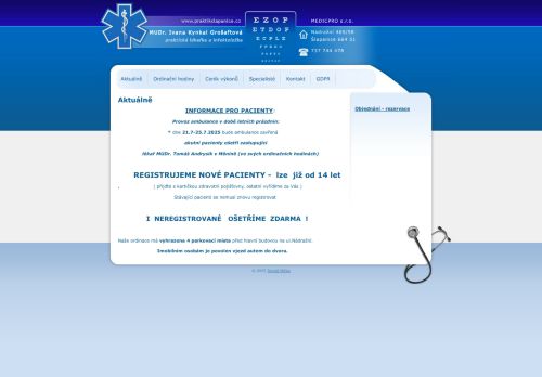 Zobrazit webové stránky Praktický lékař - MUDr. Petra Procházková