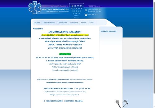 Zobrazit webové stránky Praktický lékař - MUDr. Petra Procházková