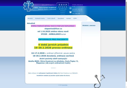 Zobrazit webové stránky Praktický lékař - MUDr. Petra Procházková