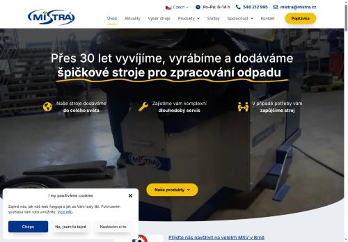 Webové stránky MISTRA s. r. o., Zbýšov