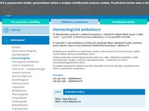 Hematologická ambulance - MUDr. Klímová, MUDr. Meluzínová, MUDr. Klincová