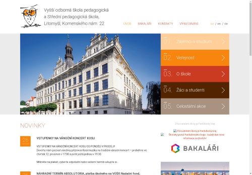 Vyšší odborná škola pedagogická a Střední pedagogická škola, Litomyšl, Komenského nám. 22 nabízí práci na pozici Kuchař/ka v obci Litomyšl