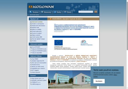 Webové stránky HODOŇAN,stavební bytové družstvo, Hodonín