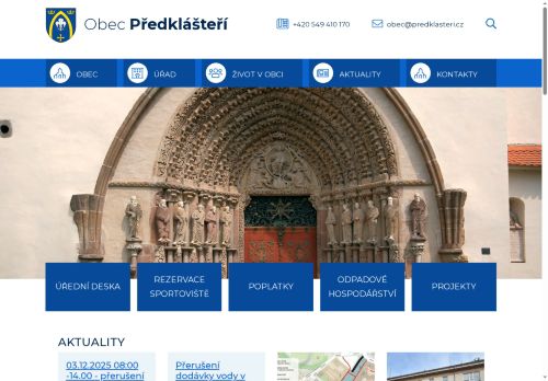 Zobrazit webové stránky Obecní úřad Předklášteří