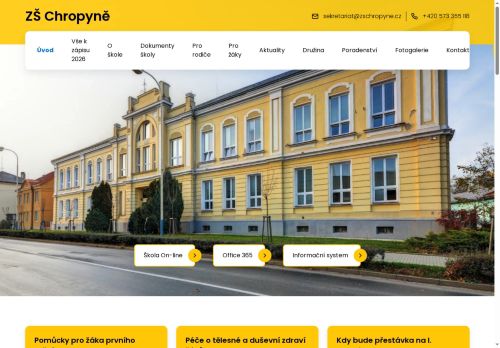 Webové stránky Základní škola Chropyně, okres Kroměříž, příspěvková organizace, Chropyně