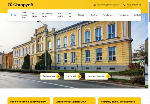 Webové stránky Základní škola Chropyně, okres Kroměříž, příspěvková organizace, Chropyně