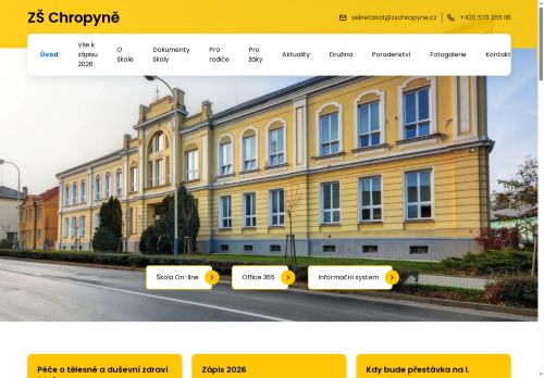 Webové stránky Základní škola Chropyně, okres Kroměříž, příspěvková organizace, Chropyně