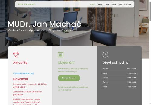 Zobrazit webové stránky Praktický lékař - MUDr. Jan Machač