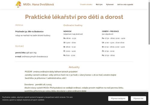 Zobrazit webové stránky Pediatrie - MUDr. Hana Dvořáková